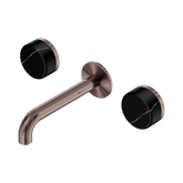Nero Serenity Wall Basin Set 160Mm Spout Brushed Bronze - Marquina Black Handle