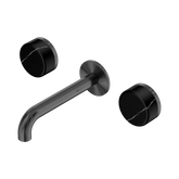 Nero Serenity Wall Basin Set 160Mm Spout Gunmetal - Marquina Black Handle