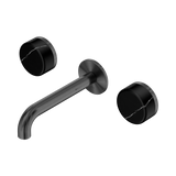 Nero Serenity Wall Basin Set 160Mm Spout Gunmetal - Marquina Black Handle