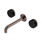 Nero Serenity Wall Basin Set 185Mm Spout Brushed Bronze - Marquina Black Handle