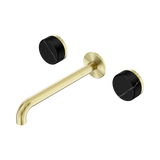 Nero Serenity Wall Basin Set 220Mm Spout Brushed Gold - Marquina Black Handle