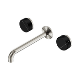Nero Serenity Wall Basin Set 220Mm Spout Brushed Nickel - Marquina Black Handle