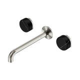 Nero Serenity Wall Basin Set 220Mm Spout Brushed Nickel - Marquina Black Handle