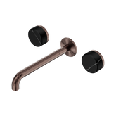 Nero Serenity Wall Basin Set 220Mm Spout Brushed Bronze - Marquina Black Handle