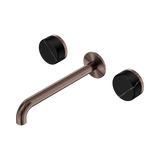 Nero Serenity Wall Basin Set 220Mm Spout Brushed Bronze - Marquina Black Handle