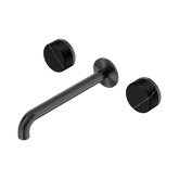 Nero Serenity Wall Basin Set 220Mm Spout Gunmetal - Marquina Black Handle