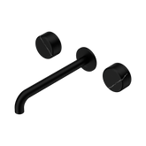 Nero Serenity Wall Basin Set 220Mm Spout Matte Black - Marquina Black Handle