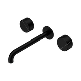 Nero Serenity Wall Basin Set 220Mm Spout Matte Black - Marquina Black Handle
