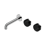 Nero Serenity Wall Basin Set 160Mm Offset Spout Chrome - Marquina Black Handle