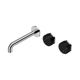 Nero Serenity Wall Basin Set 185Mm Offset Spout Chrome - Marquina Black Handle
