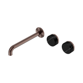 Nero Serenity Wall Basin Set 220Mm Offset Spout Brushed Bronze - Marquina Black Handle