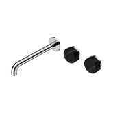 Nero Serenity Wall Basin Set 220Mm Offset Spout Chrome - Marquina Black Handle