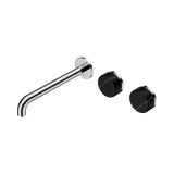 Nero Serenity Wall Basin Set 220Mm Offset Spout Chrome - Marquina Black Handle