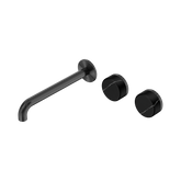 Nero Serenity Wall Basin Set 220Mm Offset Spout Gunmetal - Marquina Black Handle