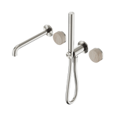 Nero Serenity Progressive Shower System - Spout Brushed Nickel Rome Travertine Handle & Slim Shower
