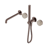Nero Serenity Progressive Shower System - Spout Brushed Bronze Rome Travertine Handle & Slim Shower