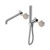 Nero Serenity Progressive Shower System - Spout Chrome - Rome Travertine Handle & Slim Shower