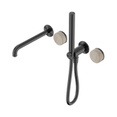 Nero Serenity Progressive Shower System - Spout Gunmetal - Rome Travertine Handle & Slim Shower