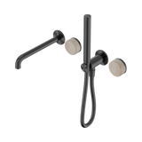 Nero Serenity Progressive Shower System - Spout Gunmetal - Rome Travertine Handle & Slim Shower