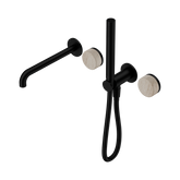 Nero Serenity Progressive Shower System - Spout Matte Black - Rome Travertine Handle & Slim Shower