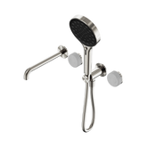 Nero Serenity Progressive Shower System - Spout Brushed Nickel - Carrara Handle & Serenity Hand Shower