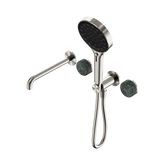 Nero Serenity Progressive Shower System - Spout Brushed Nickel - Verde Alpi Handle & Serenity Hand Shower
