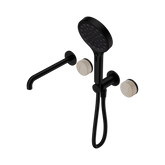 Nero Serenity Progressive Shower System - Spout Matte Black Rome Travertine Handle & Serenity Hand Shower