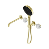 Nero Serenity Progressive Shower System - Spout Brushed Gold Arabescato Corchia Handle & Serenity Hand Shower