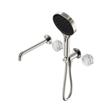 Nero Serenity Progressive Shower System - Spout Brushed Nickel Arabescato Corchia Handle & Serenity Hand Shower