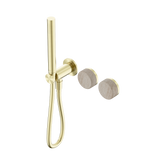 Nero Serenity Progressive Shower System Brushed Gold - Rome Travertine Handle & Slim Shower