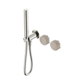 Nero Serenity Progressive Shower System Brushed Nickel - Rome Travertine Handle & Slim Shower