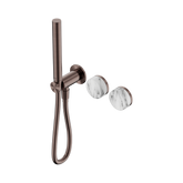 Nero Serenity Progressive Shower System Brushed Bronze - Arabescato Corchia Handle & Slim Shower