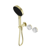 Nero Serenity Progressive Shower System Brushed Gold - Arabescato Corchia Handle & Serenity Hand Shower