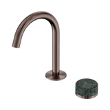 Serenity Progressive Basin Nero Mixer Arc Spout With Verde Alpi Handle - Brushed Bronze