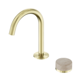 Serenity Progressive Basin Nero Mixer Arc Spout With Rome Travertine Handle - Brushed Gold
