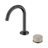 Nero Serenity Progressive Basin Mixer Arc Spout Gunmetal - Rome Travertine Handle