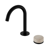 Nero Serenity Progressive Basin Mixer Arc Spout Matte Black - Rome Travertine Handle