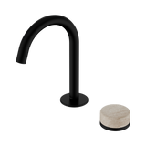 Nero Serenity Progressive Basin Mixer Arc Spout Matte Black - Rome Travertine Handle
