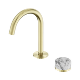 Nero Serenity Progressive Basin Mixer Arc Spout Brushed Gold - Arabescato Corchia Handle