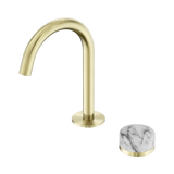 Nero Serenity Progressive Basin Mixer Arc Spout Brushed Gold - Arabescato Corchia Handle