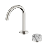 Nero Serenity Progressive Basin Mixer Arc Spout Brushed Nickel - Arabescato Corchia Handle