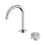 Nero Serenity Progressive Basin Mixer Arc Spout Brushed Nickel - Arabescato Corchia Handle