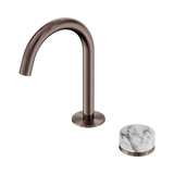 Nero Serenity Progressive Basin Mixer Arc Spout Brushed Bronze - Arabescato Corchia Handle