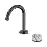 Nero Serenity Progressive Basin Mixer Arc Spout Gunmetal - Arabescato Corchia Handle