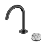 Nero Serenity Progressive Basin Mixer Arc Spout Gunmetal - Arabescato Corchia Handle
