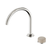 Nero Serenity Progressive Bath/Kitchen Mixer Arc Spout Brushed Nickel - Rome Travertine Handle