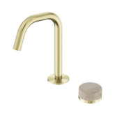 Nero Serenity Progressive Basin Mixer Edge Spout Brushed Gold - Rome Travertine Handle