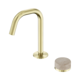 Nero Serenity Progressive Basin Mixer Edge Spout Brushed Gold - Rome Travertine Handle