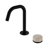 Nero Serenity Progressive Basin Mixer Edge Spout Matte Black - Rome Travertine Handle