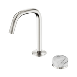 Nero Serenity Progressive Basin Mixer Edge Spout Brushed Nickel - Arabescato Corchia Handle